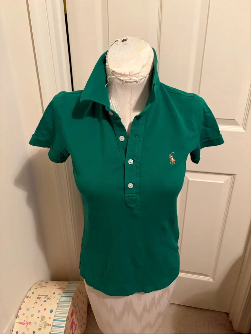 Ralph Lauren Emerald Green Girls' Polo Shirt with Pony Logo Large